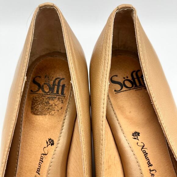 Sofft Women's Olwen Peep Toe Wedges Light Tan Leather Size 8M - Picture 9 of 12